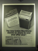1972 Schick Shaver Ad - The new Schick StaySharp shaves as sharp as new year  - $18.49