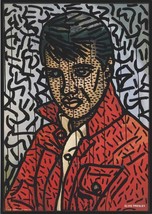 Framed canvas art print giclee keith haring Elvis Presley portrait - £31.31 GBP+