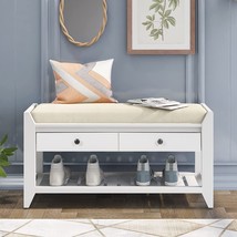 Dklgg Entryway Shoe Rack Bench, Wood Shoe Storage Bench With, Bedroom (White). - £218.69 GBP