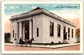 Post Office Carthage Missouri  horse buggy postcard - $6.70
