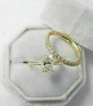 1.5Ct Oval Cut Diamond  Engagement Wedding Bridal Ring Set 14K Yellow Gold Over - £106.82 GBP