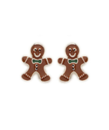 Tiny Christmas Gingerbread Man Stud Earrings Silver - £8.88 GBP