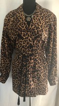 Dana Buchman Vintage Silk Animal Print Coat Jacket Lined Double Breast 4/6 S/M - £137.66 GBP