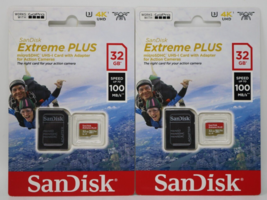 SanDisk Extreme Plus Memory Card 32GB 100 mb/s Lot of 2 NEW - £18.59 GBP