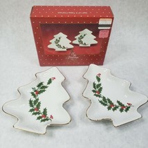 Vintage 1986 Macy&#39;s All the Trimmings Set of 2 Christmas Tree Dishes - £7.90 GBP