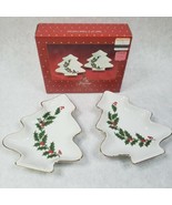 Vintage 1986 Macy&#39;s All the Trimmings Set of 2 Christmas Tree Dishes - £7.78 GBP