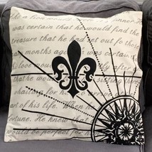 RIZZY HOME 100% cotton throw pillow cover - 20 x 20&quot; fleur de lis script writing - £11.96 GBP