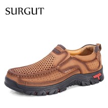 SURGUT Men Genuine Leather Shoes High Quality Slip On Brand Fashion Design Solid - £77.46 GBP
