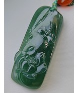Icy Ice Bluish Green 100% Natural Jadeite Jade Lotus Pendant # 71.30 car... - $880.00