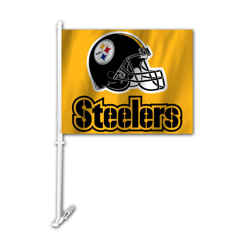 NFL Pittsburgh Steelers Logo over Name on Yellow Window Car Flag by Fremont Die - £15.14 GBP