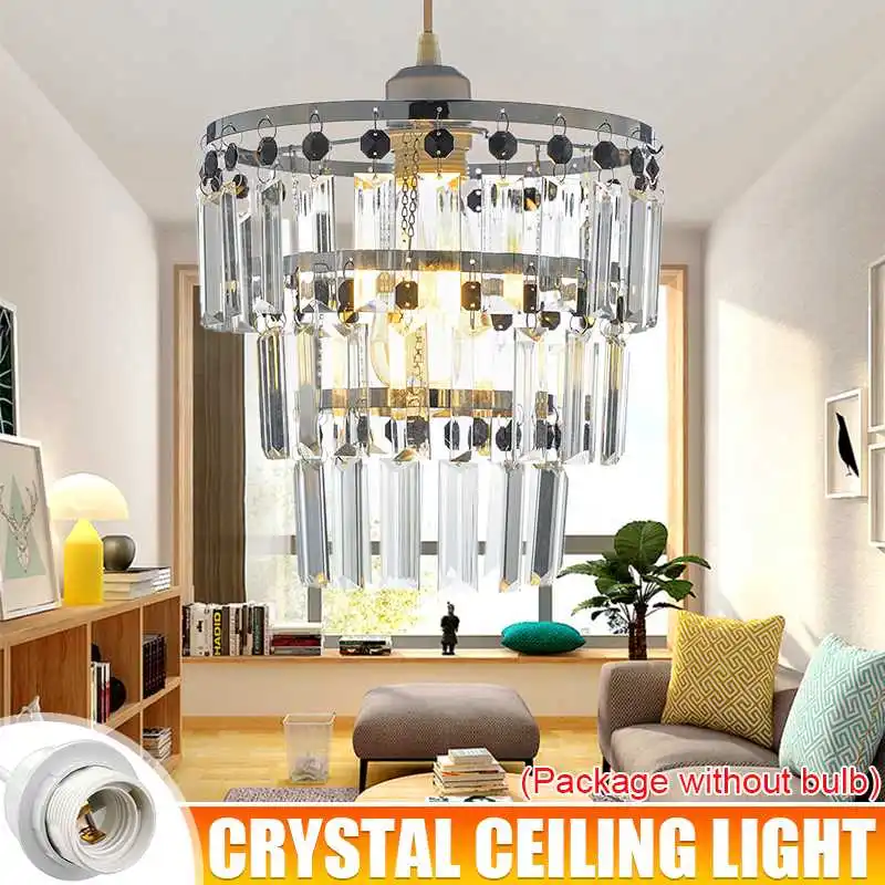  3 Tiers E26 Crystal Ceiling Pendant Light Shades With Black &amp; Clear Acrylic Jew - £168.72 GBP