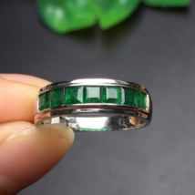 Princess 2.08 CT Green Emerald Half Eternity Wedding Band 14K White Gold Finish - £89.08 GBP