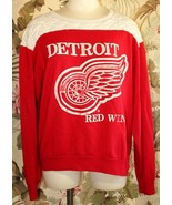 Vintage Women&#39;s String Detroit Red Wings Waffle Knit Soft Pullover Sweat... - £27.19 GBP