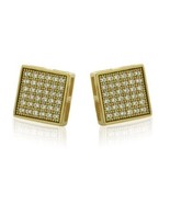 Square Micro Pave CZ 14k Gold Plated Sterling Silver Stud Earrings 5mm 6... - £22.70 GBP+