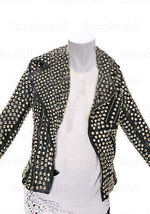 New Women Punk Unique Rock Stylish Silver Studded Fashion Leather Jacket - £261.01 GBP