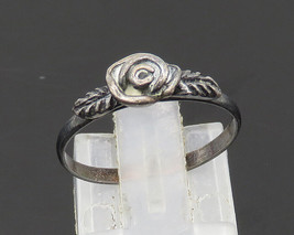 925 Sterling Silver - Vintage Dark Tone Rose Flower Band Ring Sz 6 - RG20553 - £18.51 GBP
