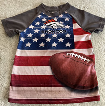 NFL Denver Broncos Football Boys Red White Blue Flag Short Sleeve Shirt 4T - $9.31