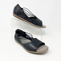Earth Womens Black Laser Cut Leather  Slip on Peep toe Sandal, Size 9 Wide - £20.09 GBP