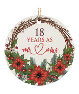 18 Years As Mr &amp; Mrs 2025 Ornament 18th Wedding Anniversary Wreath Xmas ... - $15.79