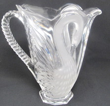 Mikassa Swan Pitcher 24% Lead Crystal Frosted Clear Glass Footed Jug Vintage - £46.77 GBP