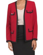 New Kasper Red Black Open Front Career Jacket Blazer Size Xl $129 - £63.26 GBP