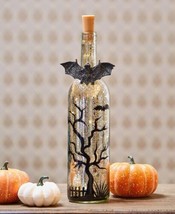 Lighted Halloween Mercury Glass Bottles with Bat Halloween Decoration - £94.95 GBP