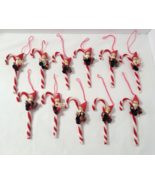 Vtg Lot 11 Wood Felt Elf on Pipe Cleaner Candy Canes Christmas Ornaments... - $1,394.58 MXN