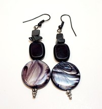 Vintage Smoke Gray Purple Earrings Costume Handmade Faux Stone B66 Maine - £10.75 GBP