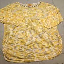 Ruby RD yellow sheer blouse scoop neck line size M flawed please refer to photo - £6.90 GBP