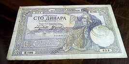 100 dinar 1929 Italian ocupation stamp verificato banknote Yugoslavia - £6.59 GBP
