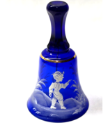 Vintage MARY GREGORY 5&quot; Cobalt Blue BOHEMIA CZECH Crystal Bell With Clapper - $438.90 MXN
