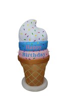 Used 4 Foot Led Inflatable Happy Birthday Ice Cream Cone Party Yard Decoration - $24.75