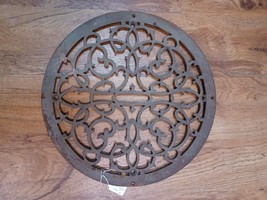 Vintage Round Floor Wall Grate Heat Vent Register Cover Salvage 15 3/8&quot; #2 - $173.24