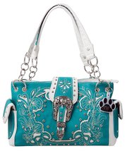 HW Collection Western Handbag Laser Cut Floral Buckle Concealed Carry Shoulder C - £39.07 GBP