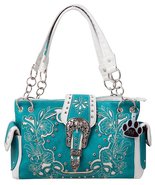 HW Collection Western Handbag Laser Cut Floral Buckle Concealed Carry Sh... - £39.23 GBP