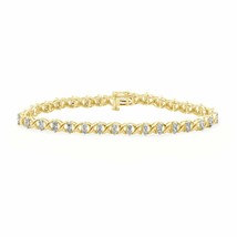 3CT Diamant Brillant Rond 14K Jaune Plaqué Or Infini Tennis Bracelet 19.1cm - £104.51 GBP