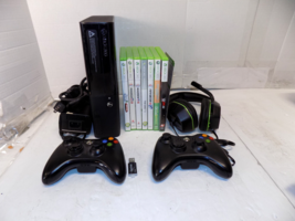 Microsoft Xbox 360 E 500GB Model 1538 Black Console 7 Games 2 Controllers - $171.50