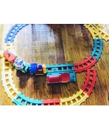 Vintage Funny car train red green and blue track pieces pretend play - $136.99