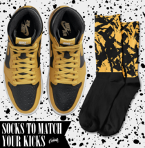 SPLATTER Socks for Air J1 1 Retro High OG Pollen University Gold Shirt - £16.53 GBP