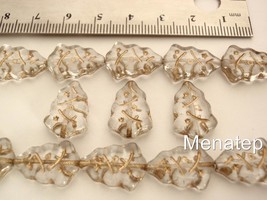 12  17 x 7 mm Czech Glass Christmas Tree Beads: Crystal - Gold Inlay - £1.74 GBP
