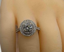 Real Solid 14K Yellow Gold Clear Stones Engagement Style Halo Ring SZ 7 ... - $9,095.75 MXN