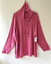 Dressbarn Sz 3X Pink Sunday Hoodie Pullover Sweater Stretch Kangaroo Pocket - $35.35 CAD