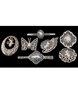 Magnifique Argent Sterling Siam Niello Émail Broches &amp; Cravate Clips Lot... - $6,581.88 MXN