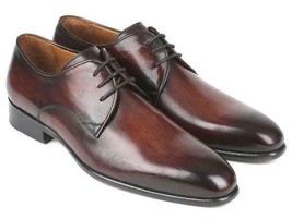 Paul Parkman Mens Shoes Derby Brown Antique Burnished Handmade 696AT51 - £304.73 GBP