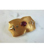 Vintage Estate 18K Yellow Gold Ruby Brooch 10.5g E3202 - $2,448.26 CAD