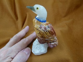 (y-duc-503) orange white  blue duckling Duck carving stone gemstone PERU... - $28.04