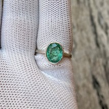 Natural 4 CT  Emerald Gemstone Ring  925 Sterling Silver Handmade Woman Jewelry - £50.10 GBP