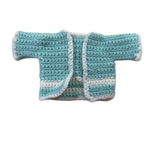 Crocheted Baby Doll Cardigan Blue White Stripes Knit Sweater - $198.32 MXN