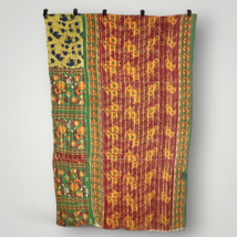 Vintage Kantha Quilt Floral Vibrant Colors 54” x 80”  - £65.72 GBP