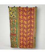 Vintage Kantha Quilt Floral Vibrant Colors 54” x 80”  - £64.69 GBP